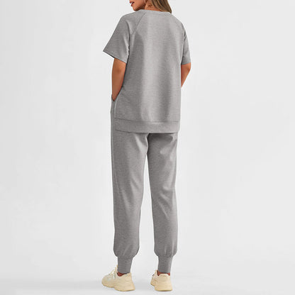 Naisten rento rento istuvuus kaksiosainen T-paita & housut verkkarit setti