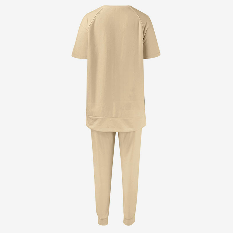 Naisten rento rento istuvuus kaksiosainen T-paita & housut verkkarit setti