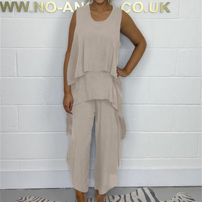 Rento hihaton löysä yläosa ja housut puku plus kokoisille naisille