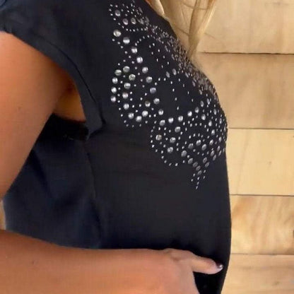 💕Naisten yksivärinen lyhythihainen lyhythihainen T-paita