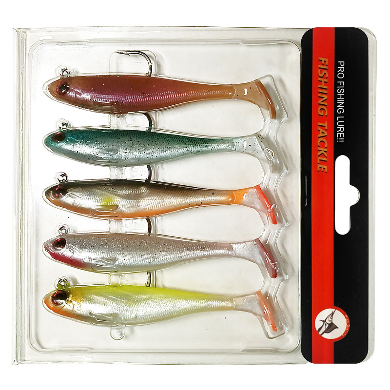 Jig Head Soft Fishing Lure kanssa meloa hännän - 5 KPL sarja