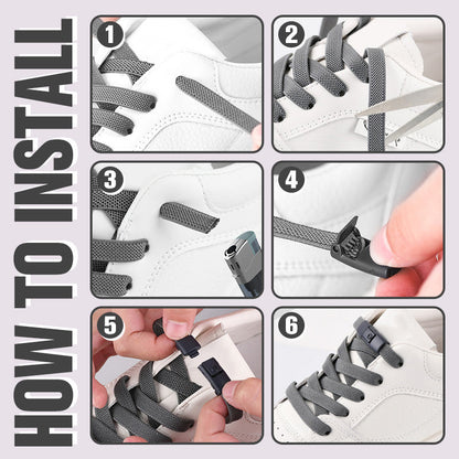 Laajennettu Elastinen No-tie Flat Laces soljet