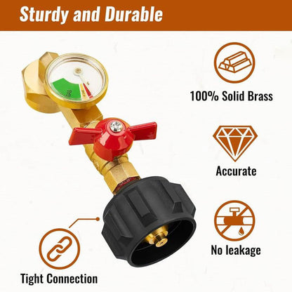 Propaanin täyttökulmasovitin, jossa on mittari