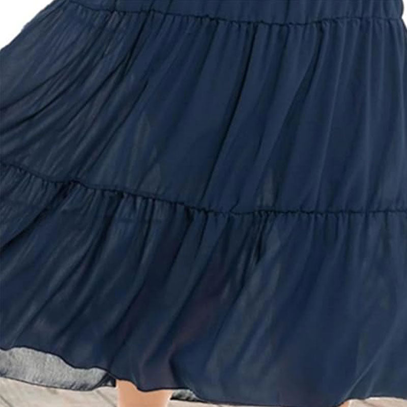 Naisten löysä pyöreä-kaula Flowy Tiered laskostettu laskostettu mekko