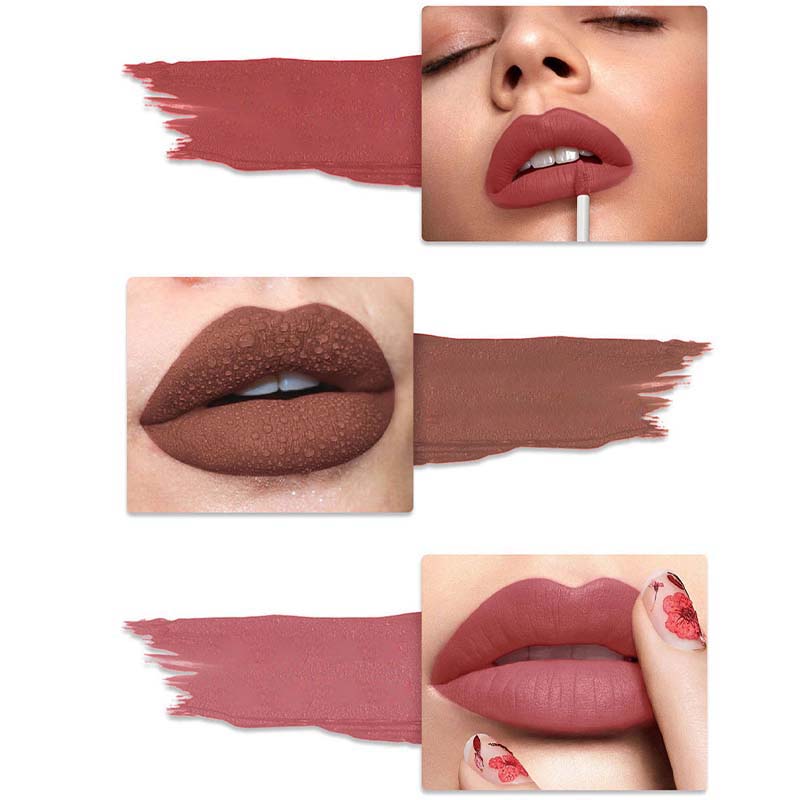 Vedenpitävä matta nestemäinen huulipuna sametti rakenteella