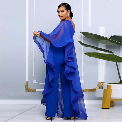 Rento ja tyylikäs yhden olkapään tilkkutäkkihaalari