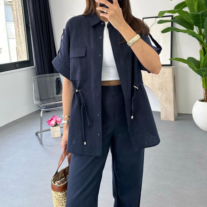 Naisten Workwear Drawstring Casual Cargo 2-osainen setti