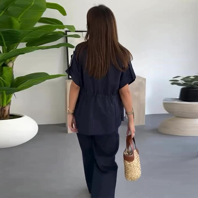 Naisten Workwear Drawstring Casual Cargo 2-osainen setti