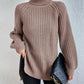 Puuvilla Turtleneck Raglan hihat Split Hem villapaita