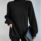 Puuvilla Turtleneck Raglan hihat Split Hem villapaita