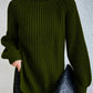 Puuvilla Turtleneck Raglan hihat Split Hem villapaita