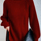 Puuvilla Turtleneck Raglan hihat Split Hem villapaita