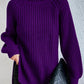 Puuvilla Turtleneck Raglan hihat Split Hem villapaita