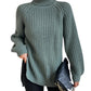 Puuvilla Turtleneck Raglan hihat Split Hem villapaita