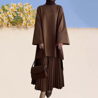 Tyylikäs kaksiosainen laskostettu naisten setti