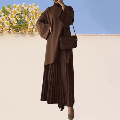 Tyylikäs kaksiosainen laskostettu naisten setti