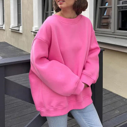 Ylisuuri Yksivärinen Pyöreäkauluksinen Collegepaita