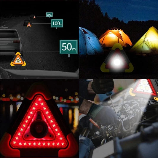3-in-1 aurinkovetoinen hätäkolmiovaroitusvalo tien varrella
