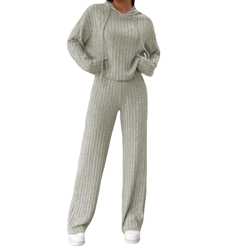 Väljä Hupullinen Neulepusero Setti