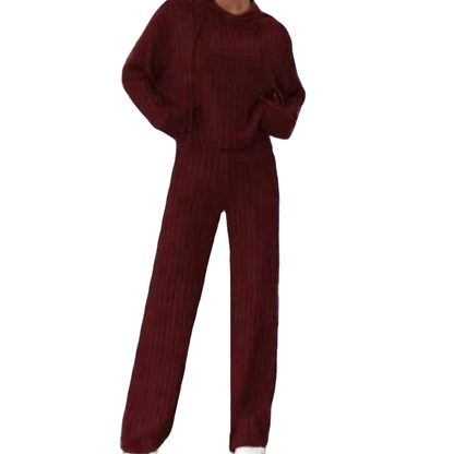 Väljä Hupullinen Neulepusero Setti