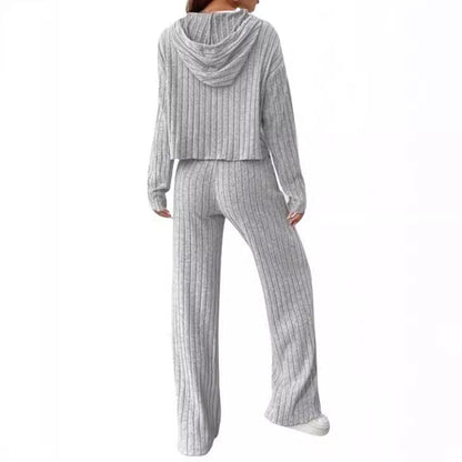 Väljä Hupullinen Neulepusero Setti