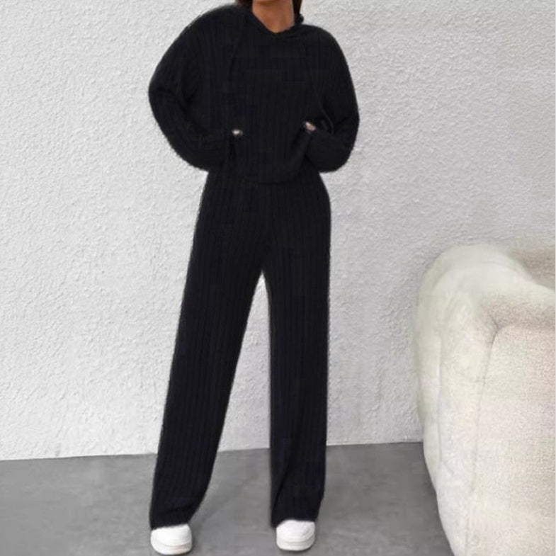 Väljä Hupullinen Neulepusero Setti