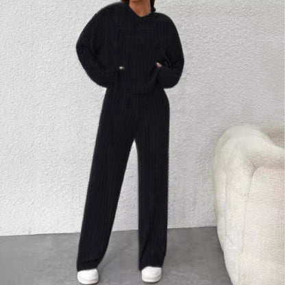 Väljä Hupullinen Neulepusero Setti