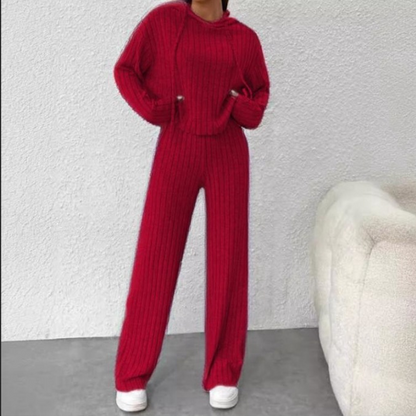 Väljä Hupullinen Neulepusero Setti