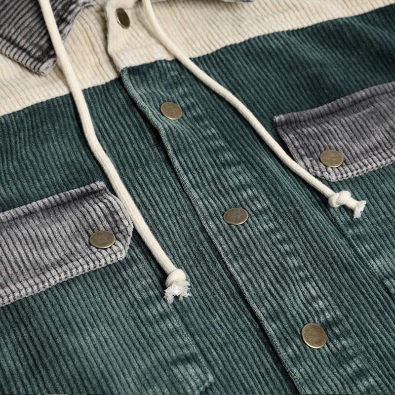 💟Naisten rento corduroy-hupparitakki värilohkoilla