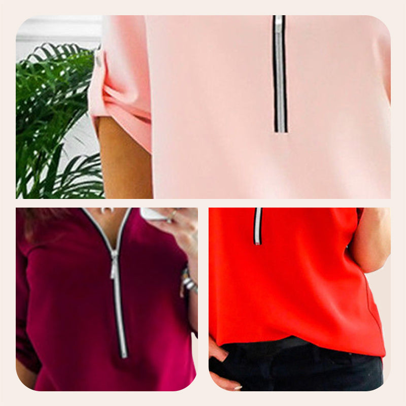 Rento yksivärinen paita, jossa puolivetoketju edessä