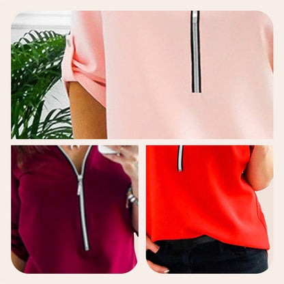 Rento yksivärinen paita, jossa puolivetoketju edessä