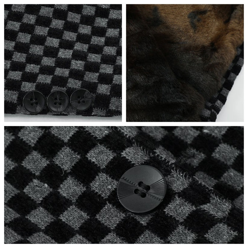 Trendikäs ruudullinen lämmin miesten takki, jossa on taskut