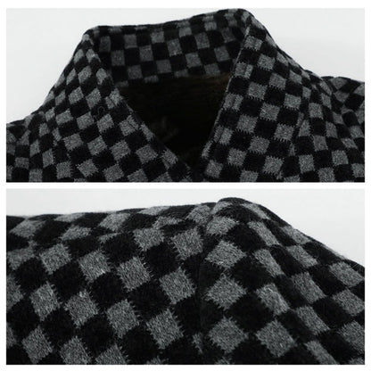 Trendikäs ruudullinen lämmin miesten takki, jossa on taskut