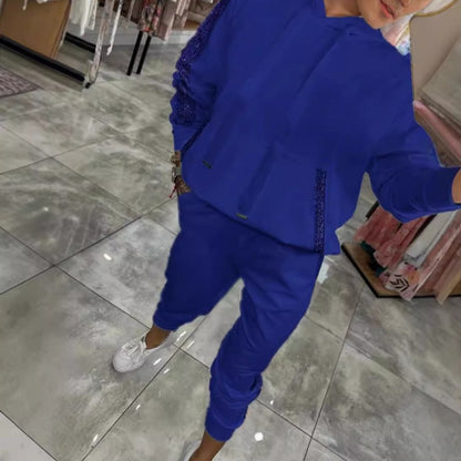 Uudet tulokkaat 40% pois🔥Naisten kiristysnauha hupullinen topit ja housut 2-osainen setti