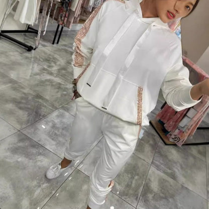 Uudet tulokkaat 40% pois🔥Naisten kiristysnauha hupullinen topit ja housut 2-osainen setti