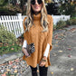 Naisten Turtleneck Poncho villapaita kaapelineulosella