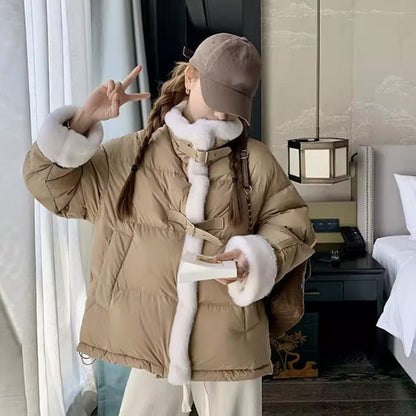 Naisten paksu lämmin Splicing lyhyt takki