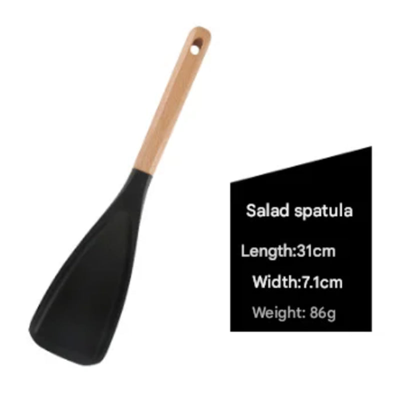 🍲Jopa 49 % alennusta!!🥄Silikoni Salaatti Spatula Puukahvalla