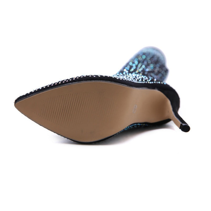 🌟50% OFF✨Glittering faux timantti polven saappaat naisille✨