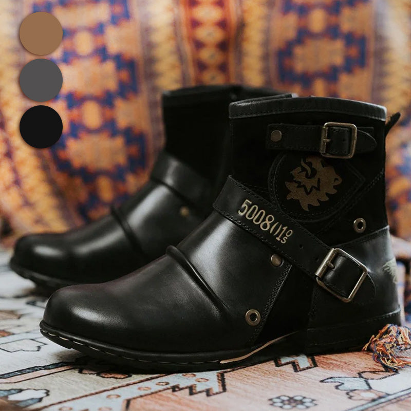 🔥🖤Black Friday -tarjous: 50 % ALENNUS🔥 Miesten Western Cowboy -tyyliset Nahkasaappaat