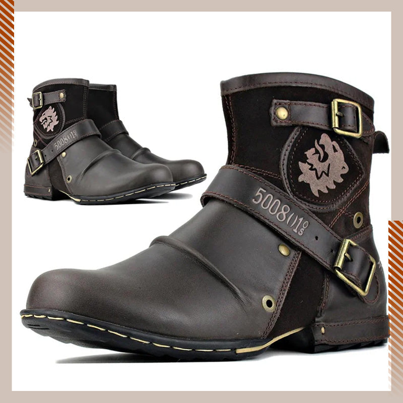 🔥🖤Black Friday -tarjous: 50 % ALENNUS🔥 Miesten Western Cowboy -tyyliset Nahkasaappaat