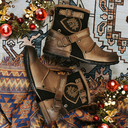 🔥🖤Black Friday -tarjous: 50 % ALENNUS🔥 Miesten Western Cowboy -tyyliset Nahkasaappaat