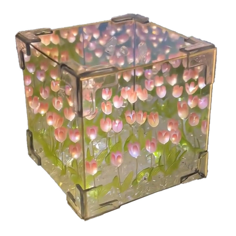 🎁Magic Cube DIY Tulip Mirror Light (lohkon muoto)