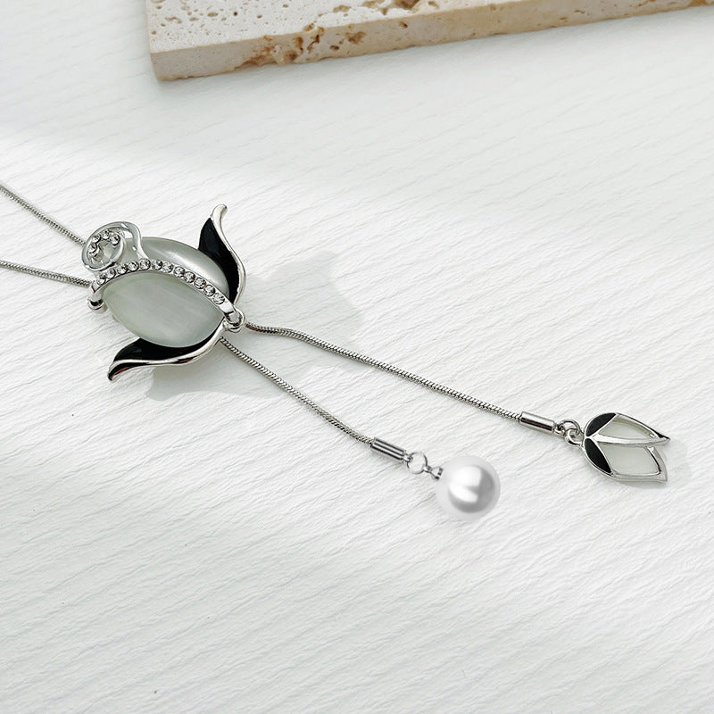 🌷Kristallinen tulpaanikukkakaulaketju💎