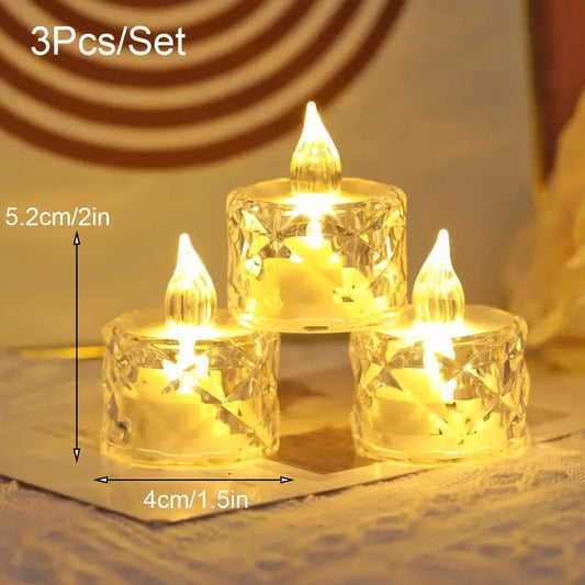 🕯️Kristallin Liekitön Kynttilävalo