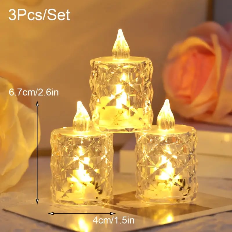 🕯️Kristallin Liekitön Kynttilävalo