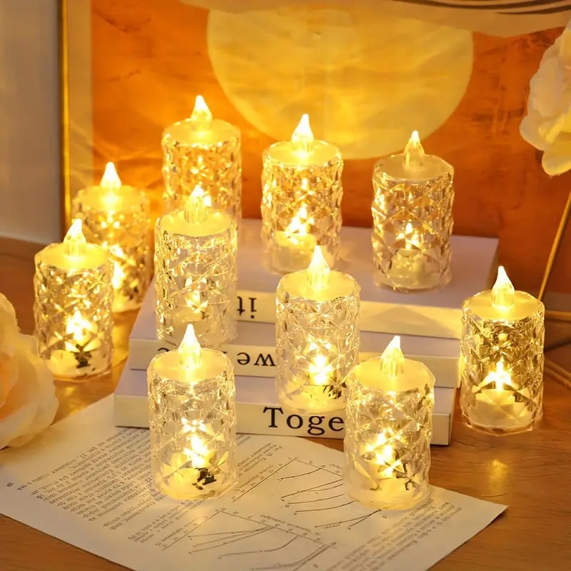 🕯️Kristallin Liekitön Kynttilävalo