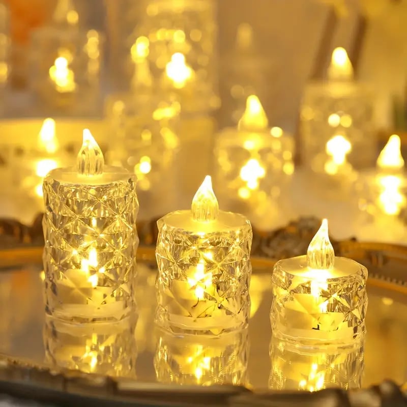🕯️Kristallin Liekitön Kynttilävalo