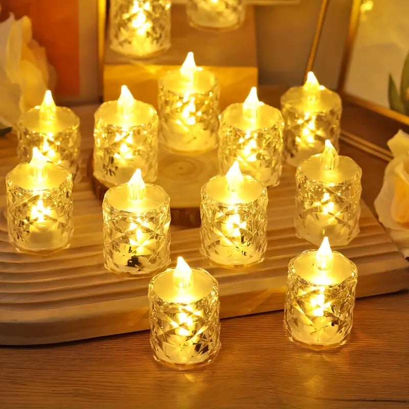 🕯️Kristallin Liekitön Kynttilävalo