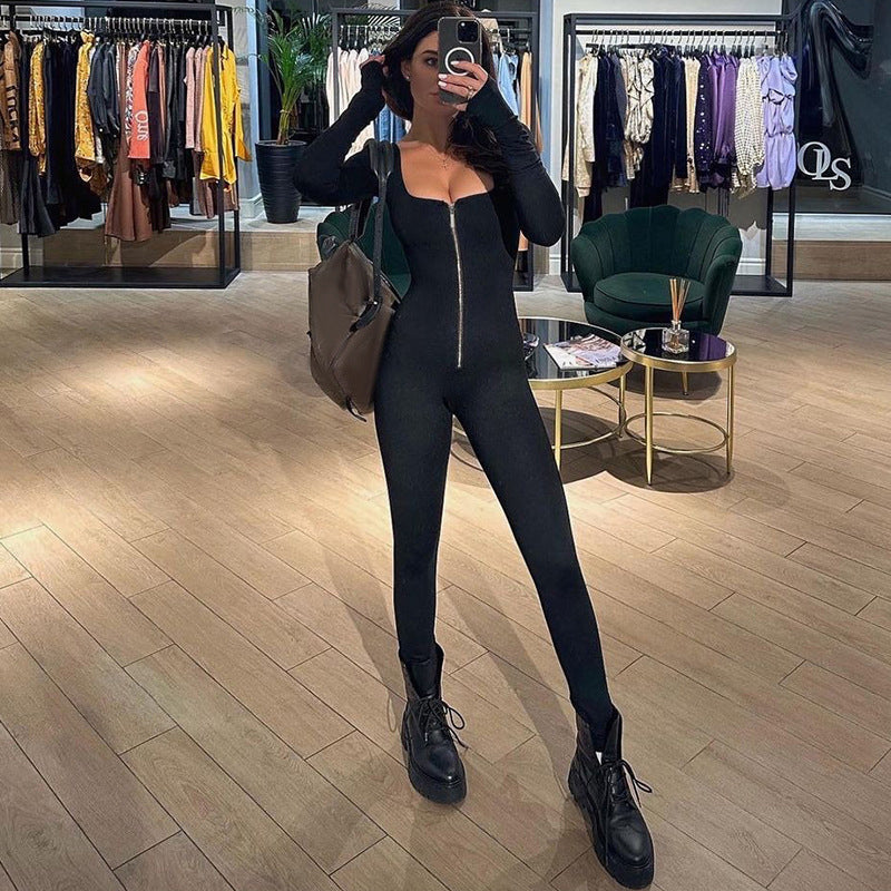🤩 Uudet Tuotteet -50% ALE💖Slim Fit Long Sleeve Zip Jumpsuit